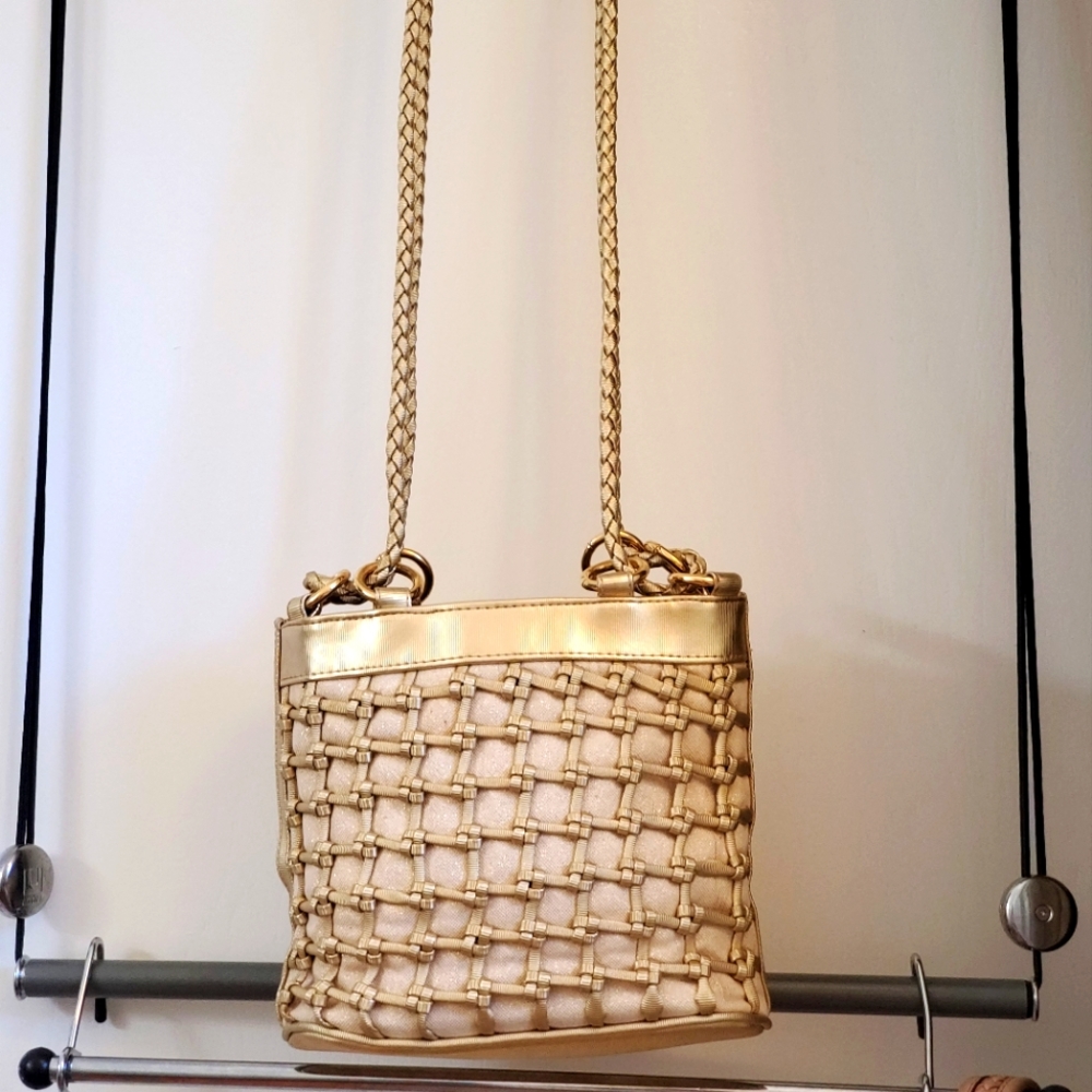 Tianna Gold Leather Bucket Bag
